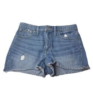 J. Crew Mid-rise Cuffed Medium Wash Denim Jean Shorts Size 31 Womens Zipper fly